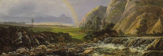 Landschaft mit Regenbogen